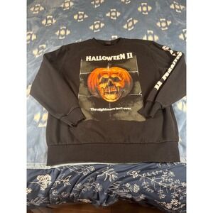 Halloween II Movie Graphic Sweatshirt Black Skull Pumpkin Horror Mens Large
